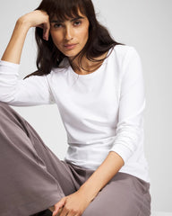 OPTIC WHITE - Ruched Long Sleeve Pajama Tee