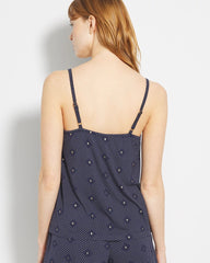 SHINE ON DOT NAVY - Lace-Trim Pajama Cami