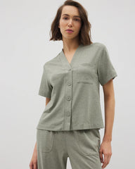HEATHER HIGHLANDS - Button-Front Pajama Tee