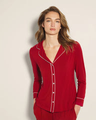 PAINT THE TOWN RED - Long-Sleeve Notch Collar Pajama Top