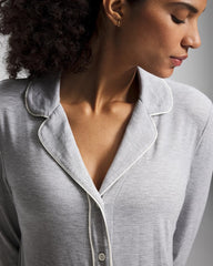 HEATHER OPAL GRAY - Long-Sleeve Notch Collar Pajama Top