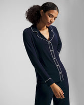 NIGHTFALL NAVY - Long-Sleeve Notch Collar Pajama Top