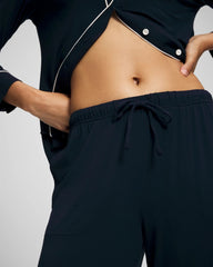 NIGHTFALL NAVY - Solid Piped Pajama Pants