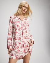 ENCHANTED TOILE CHAMPAGNE - Piped Long-Sleeve Sleepshirt