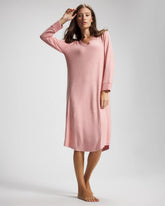 CAMEO PINK/DUSTY ROSE - Long Sleeve Midi Sleepshirt