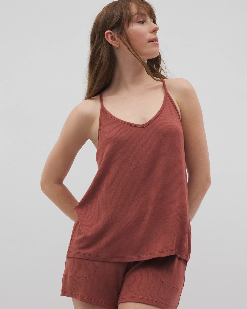 SPICED MAHOGANY - Lightweight Rib Knit Pajama Cami