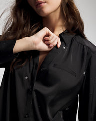 SILVER DEW DROP/BLACK - Long-Sleeve Sleep Shirt