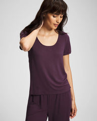 PLUM PERFECT - Lightweight Rib Knit Short Sleeve Pajama Tee