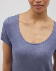 HEATHER DUSK - Lightweight Rib Knit Short Sleeve Pajama Tee