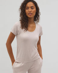 HEATHER BARELY THERE - Lightweight Rib Knit Short Sleeve Pajama Tee