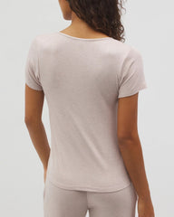 HEATHER BARELY THERE - Lightweight Rib Knit Short Sleeve Pajama Tee