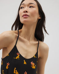 FELINE FUN MID BLK - Strappy Sleepshirt