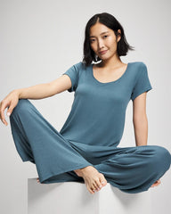 TAPESTRY - Lightweight Rib Knit Wide Leg Pajama Pants