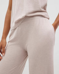 HEATHER BARELY THERE - Lightweight Rib Knit Wide Leg Pajama Pants