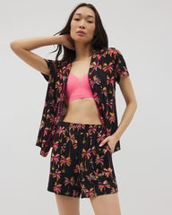 SHAKE YOUR PALM PALMS BLK - Long Pajama Shorts