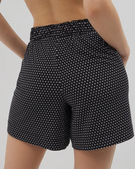THOUGHTFUL DOT BLACK - Long Pajama Shorts
