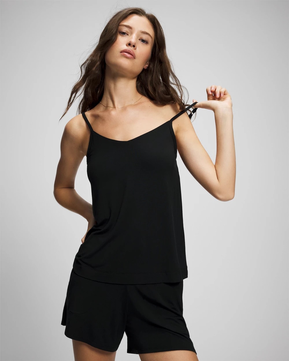 BLACK - V-Neck Pajama Cami