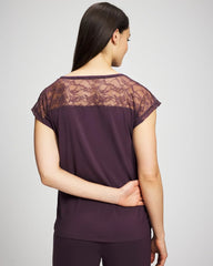 PLUM PERFECT - Short Sleeve Lace Pajama Tee