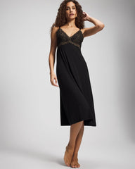BLACK - Soft Support Lace Midi Nightgown