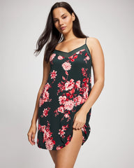 COTTAGE FLORAL GREEN - Mesh Trim Chemise