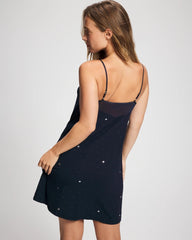 SILVER DEW DROP/NAVY - Mesh Trim Chemise