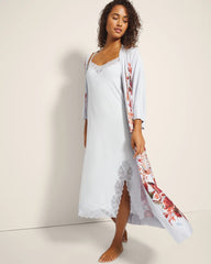 BLUE MIST - Lace-Trim Midi Gown