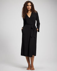 BLACK - Long Robe with Lace