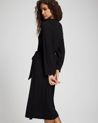 BLACK - Long Robe with Lace