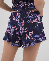 BLOOM BRIGHTLY NAVY - Ruffle Pajama Shorts