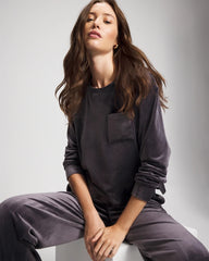 GRAY INK - Velour Crewneck Sweatshirt