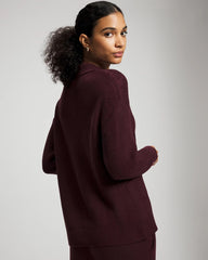 MERLOT - Premier Knit Cable Knit Collared Sweater