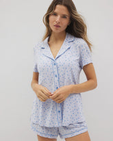 MERRY DOT OCEAN AIR - Piped Short Sleeve Notch Collar Pajama Top