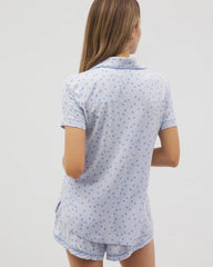 MERRY DOT OCEAN AIR - Piped Short Sleeve Notch Collar Pajama Top