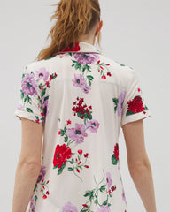 RHAPSODY FLORAL SUGAR - Piped Short Sleeve Notch Collar Pajama Top