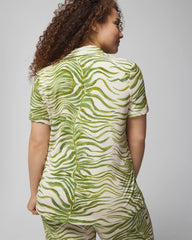 INTO THE GROOVE WHITE SMK - Piped Short Sleeve Notch Collar Pajama Top