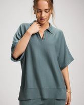 BLUE INSTINCT - Premier Knit Sweater Collared Top