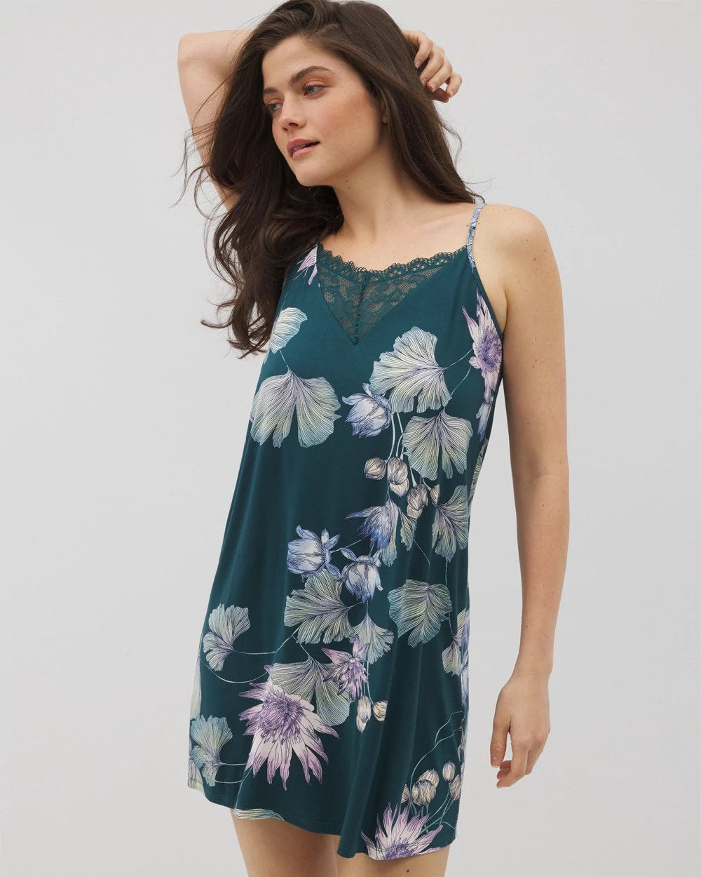 HAVEN BOTANICAL DARK SEA - Lace Trim Chemise
