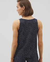 DOT OBSESSED NAVY - Printed V-Neck Pajama Tank