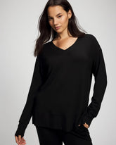 BLACK - Ultrasoft Fleece V-Neck Sweatshirt