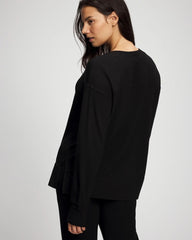 BLACK - Ultrasoft Fleece V-Neck Sweatshirt