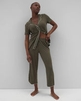 GRAPE LEAF - Solid Piped Crop Pajama Pant