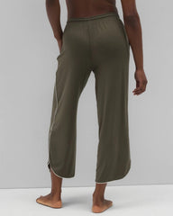 GRAPE LEAF - Solid Piped Crop Pajama Pant