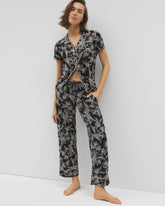 PLUMERIA BLOOMS BLK CH - Printed Pajama Pants