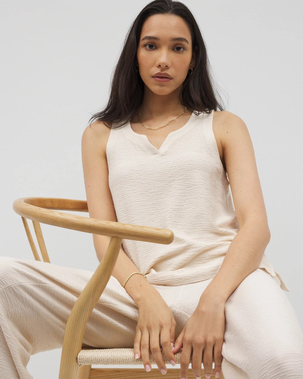 PARCHMENT - Crinkle Knit Tank Top