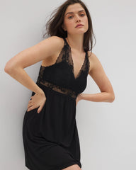 BLACK - Soft Support Lace Chemise