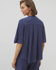 LUNAR TIDE - Crinkle Knit Relaxed Button-Up Top