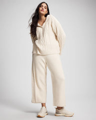 PARCHMENT - Cable Knit Plush Ankle Pant