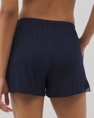 NIGHTFALL NAVY - Lace Trim Pajama Shorts