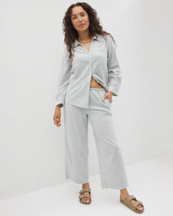 BLUE HEAVEN STRIPE - Beach Cotton Crop Pant