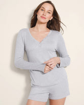 HEATHER OPAL GRAY - Long-Sleeve Pajama Henley